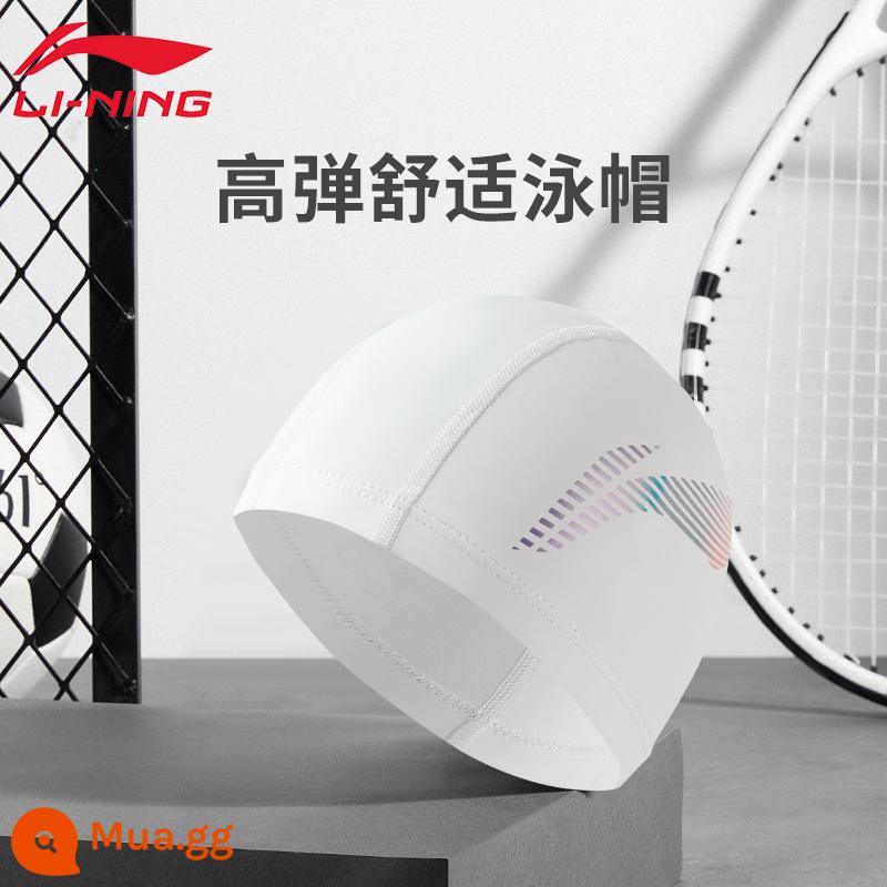 Li Ning vải mũ bơi Plus kích thước lớn chu vi vòng đầu không Lê đầu tóc dài nam nữ người lớn trẻ em mũ chống thấm nước - Mũ bơi 619 trắng [Bên ngoài phủ PU, lót vải thoải mái]