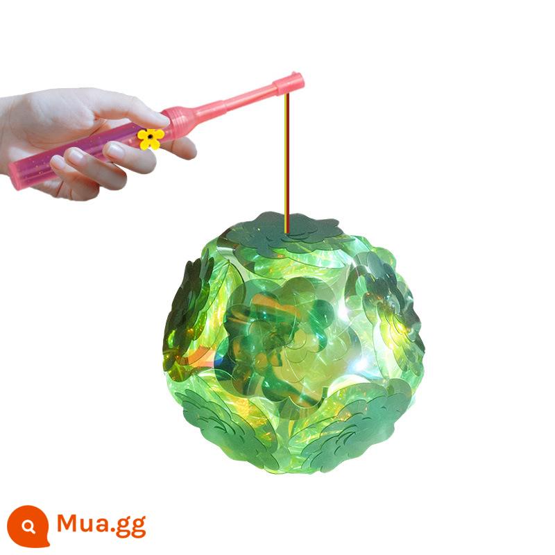 Trẻ em đầy màu sắc Ngày Đầu Năm Đèn lồng nhựa kim cương phát sáng đèn lồng xách tay handmade DIY đèn lồng năm mới đồ chơi - Mây xanh ngọc lục bảo [Tấm tài liệu] Laser 15CM [Độ khó: Khó]