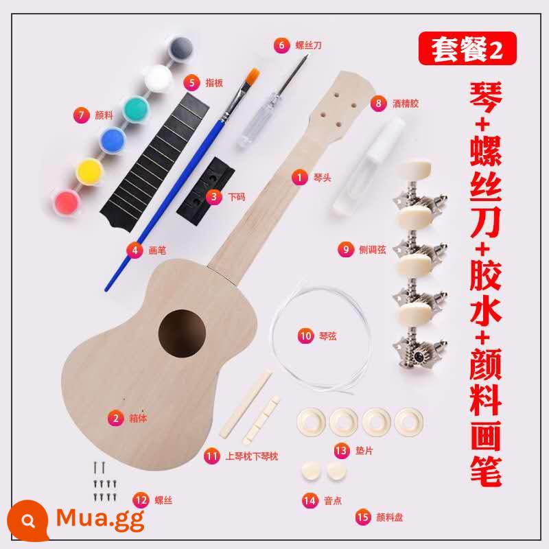 Nhà máy bán hàng trực tiếp cho người mới bắt đầu diy 7 tông màu lya qin crescent qin portable vẽ tay lắp ráp vật liệu sơn trọn gói - Bàn chải sơn piano + keo tuốc nơ vít