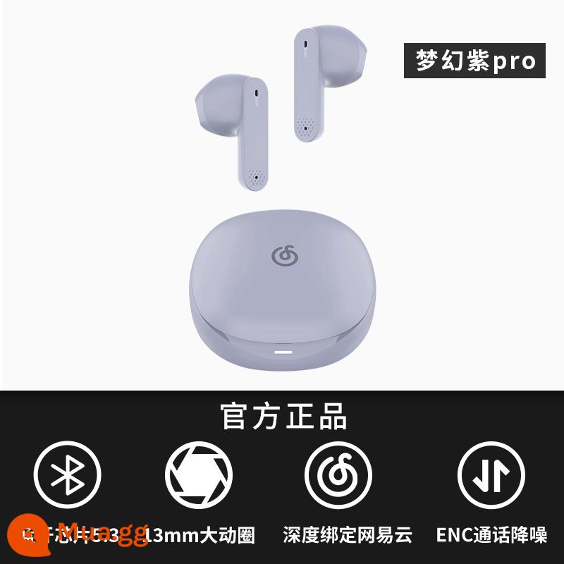 Tai nghe Bluetooth NetEase Newbuds Bluetooth không dây in-ear thể thao giảm tiếng ồn thích hợp cho Huawei Apple chế độ chờ siêu dài - Phiên bản Pro Dream Purple [Giảm tiếng ồn cuộc gọi ENC + Bluetooth 5.3 + ràng buộc NetEase Cloud Music]