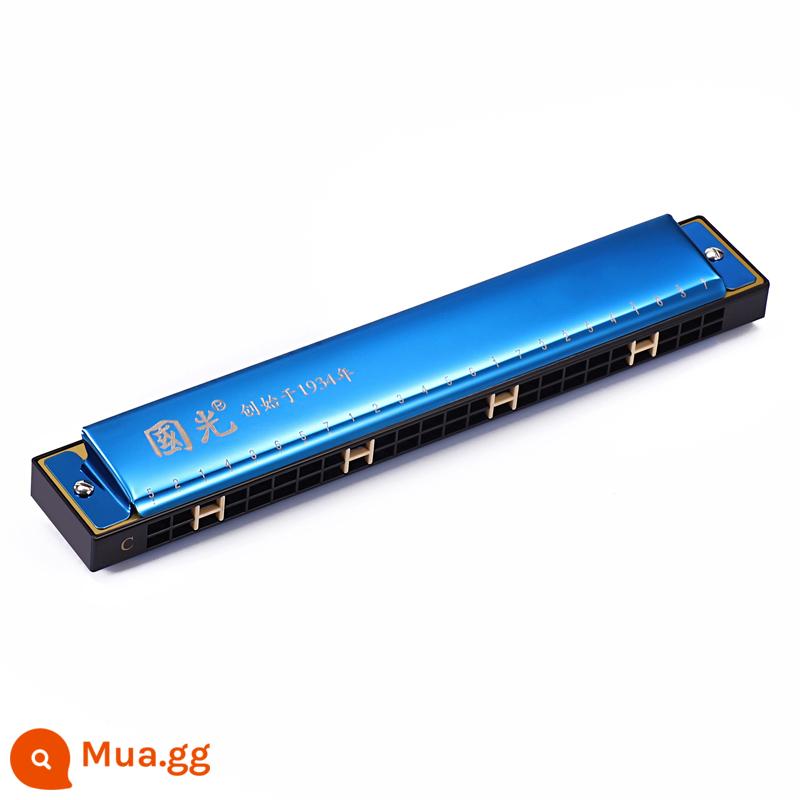 Đích thực Guoguang harmonica 24 lỗ đa âm C-tune mới bắt đầu học sinh trẻ em tự học mục cửa nhạc cụ đàn organ - Xanh Sapphire [Đa âm C + Gói quà tặng tự học + Video hướng dẫn]