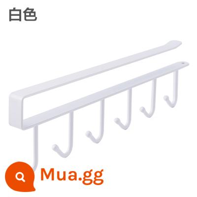 Gia đình nhà bếp sắt rèn tổng thể tủ lưu trữ giá đa chức năng hàng móc tủ quần áo hoàn thiện giá nhà bếp liền mạch móc miễn phí móng tay - Trắng