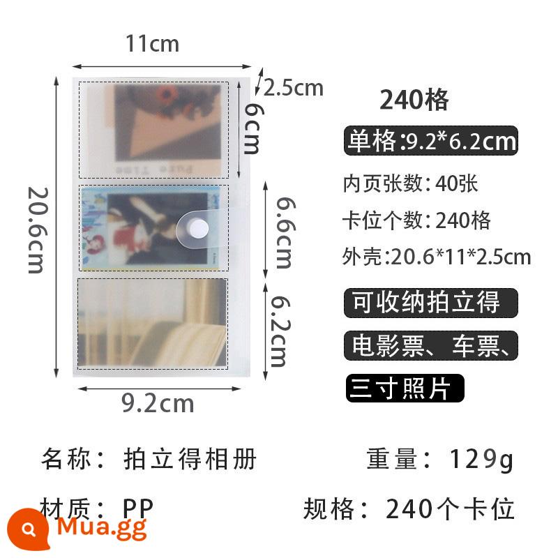 3-inch Polaroid photobook lưu trữ ảnh bưu thiếp vé xem phim thẻ sách thẻ kỷ niệm thần tượng album thẻ nhỏ - 3 inch, 240 khe cắm thẻ (thanh toán nhấn), nhãn dán miễn phí