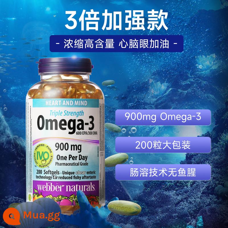 WebberNaturals Weibo Dầu cá biển sâu nồng độ cao Omega3 dành cho người lớn DHA dầu cá 200 viên - Dầu cá 3x Strength 200 viên