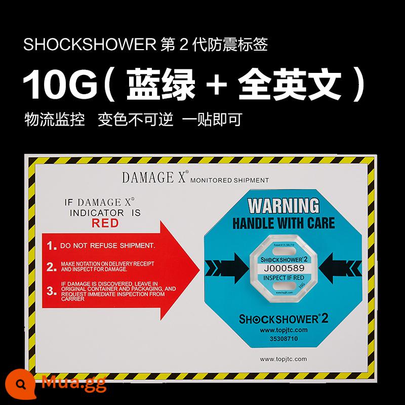 SHOCKSHOWER2 thế hệ nhãn nghiêng chống rung giám sát vận chuyển hậu cần miếng dán cảnh báo tác động chống va chạm - Phiên bản nội địa màu xanh lam (10G+tất cả tiếng Anh)