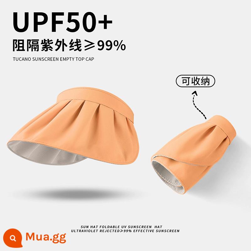 UPF50 + mũ chống nắng cho nữ đi xe đạp mùa hè mũ chống tia cực tím vành lớn vỏ sò che nắng hàng đầu rỗng tấm che nắng uv - [Mẫu bảo quản có thể điều chỉnh] Đáy màu trắng quýt (đi kèm dây chống gió)