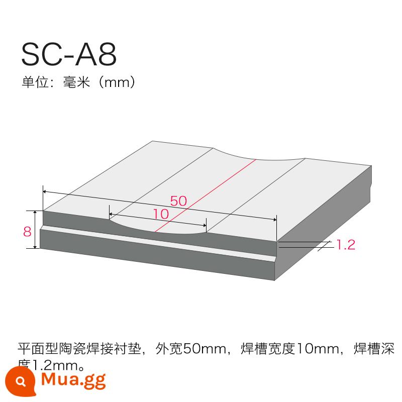 Miếng gốm để hàn Miếng đệm tròn góc vuông Chịu nhiệt độ cao và chống ẩm Hàn phẳng hai mặt Đúc hai mặt Hàn một mặt Hàn có khí bảo vệ - Chiều rộng 50 chiều rộng khe 10 mm (18 mét) A8