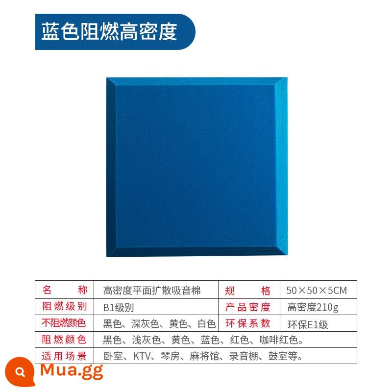 Bông cách âm treo tường bông hấp thụ âm thanh bảng dán tường hiện vật phòng ngủ nhà trong nhà miếng bọt biển tự dính phòng thu âm phòng KTV đàn piano - 10 miếng cotton phẳng 5CM, mật độ cao, chống cháy, không keo (màu xanh)