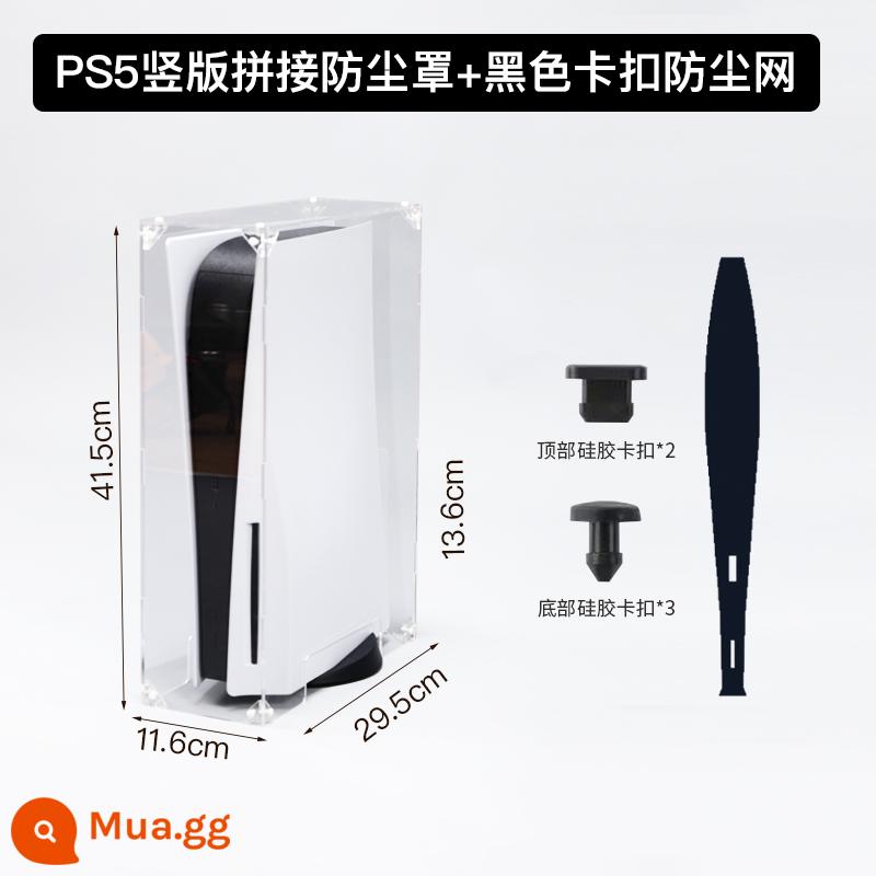 Vỏ Sony PS5 Máy Chủ Bụi Phụ Kiện Trò Chơi Vỏ Acrylic Tay Cầm Giường Túi Làm Mát Vỏ Bảo Vệ NS - [Gói tiêu chuẩn] Tấm che bụi dọc PS5 + Lưới bụi đen PS5