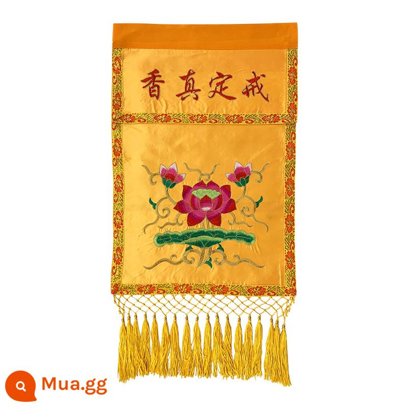 Jieding Zhenxiang Buddha Hall Chùa Đền Jacquard Tray Banner Hoa sen Wanzi Buddha thêu tay Biểu ngữ tượng Phật bọc bàn - Mẫu hoa sen