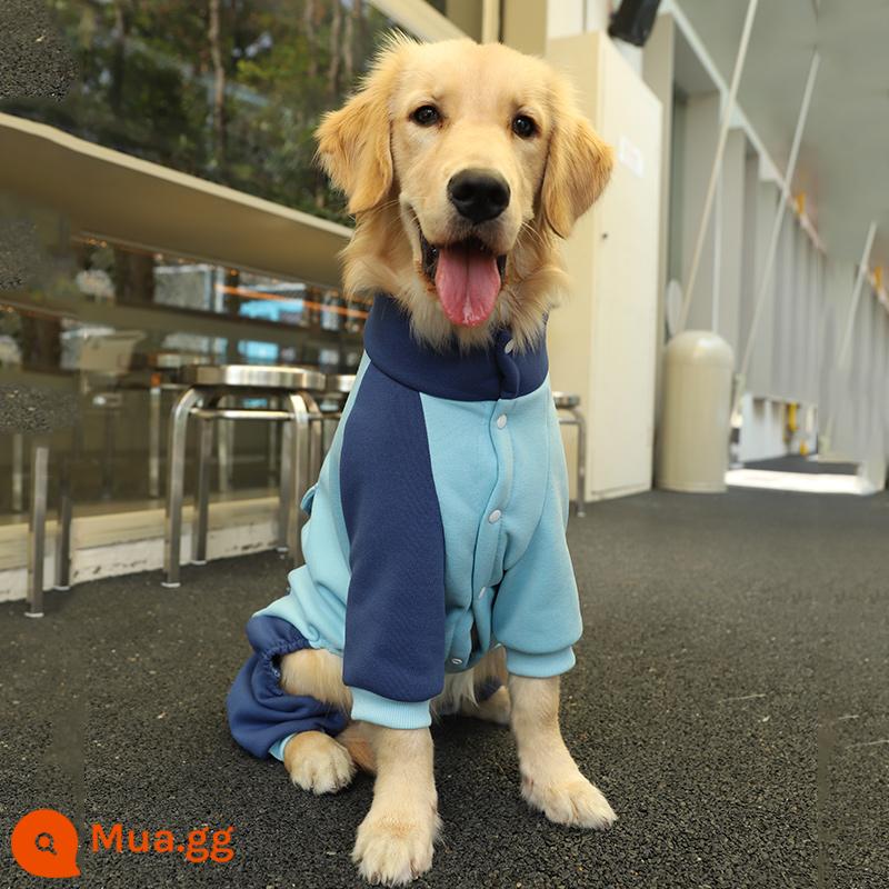 Quần áo cho chó thu đông chó tha mồi vàng chó lớn cỡ trung thú cưng Border collie chó lớn Labrador chó quý tộc khổng lồ mùa đông bốn chân - Áo nỉ bốn chân màu xanh nhạt tương phản, vải nhung, thun co giãn