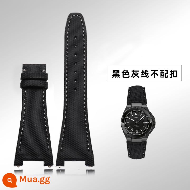 Dây da kỹ sư thay thế IWC nam IW500501/IW378507 giao diện lõm Dây đeo tùy chỉnh IWC - Sợi nylon màu xám đen không có khóa