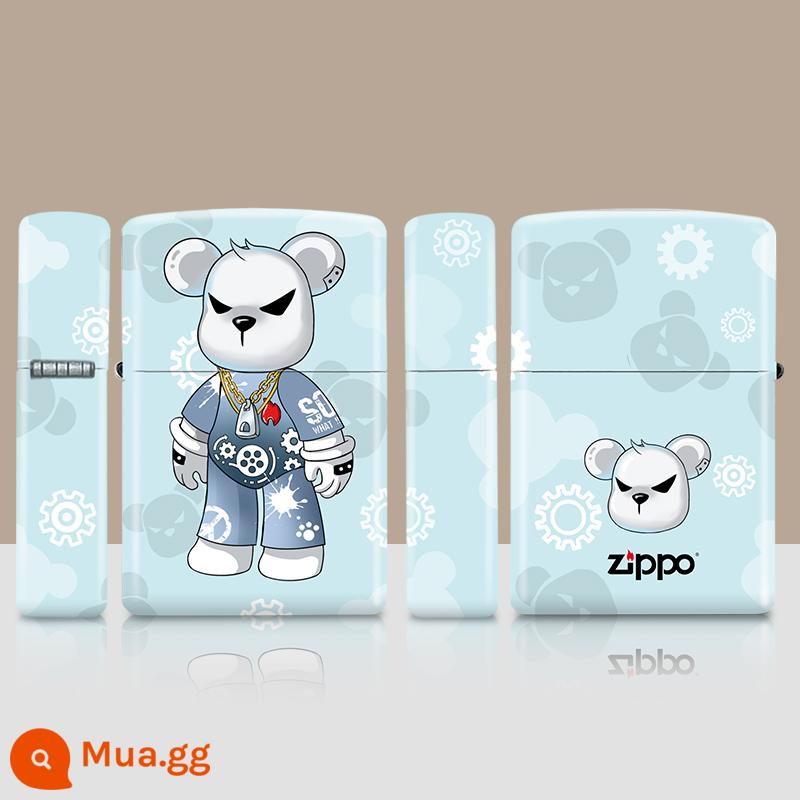 Zippo Light Qiku Bear Bear American Bản gốc nhập khẩu chính thức chính thức Zip để tặng quà cho con trai - Màu xanh gấu thời thượng (máy đơn không chứa dầu) sẽ được tặng kèm búp bê giống nhau làm quà tặng ngẫu nhiên