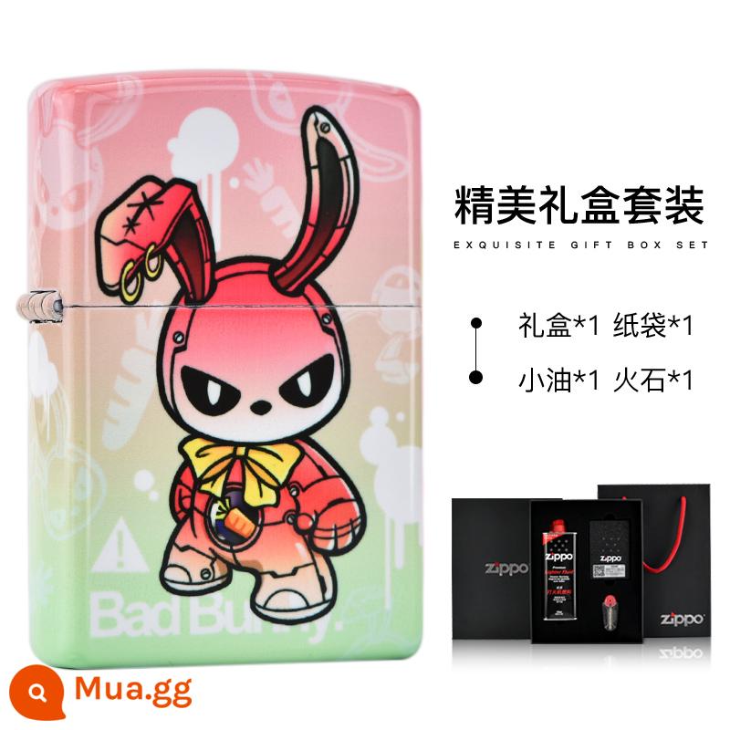 Bật lửa Zippo chính hãng chính hãng in màu thủy triều chơi dây kéo thỏ hoạt hình Quà tặng Zippo chính hãng cho bạn trai - Thỏ-Đỏ Hợp Thời Trang (Bộ Hộp Quà)