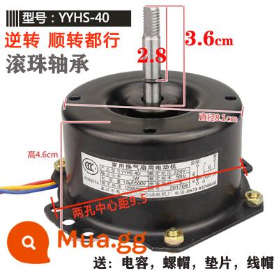 Động cơ Yuba yyhs-3040 tích hợp quạt thông gió trần động cơ hút quạt hút động cơ toàn bộ bằng đồng - YYHS-40 bóng đáy phẳng trục dài hai chiều