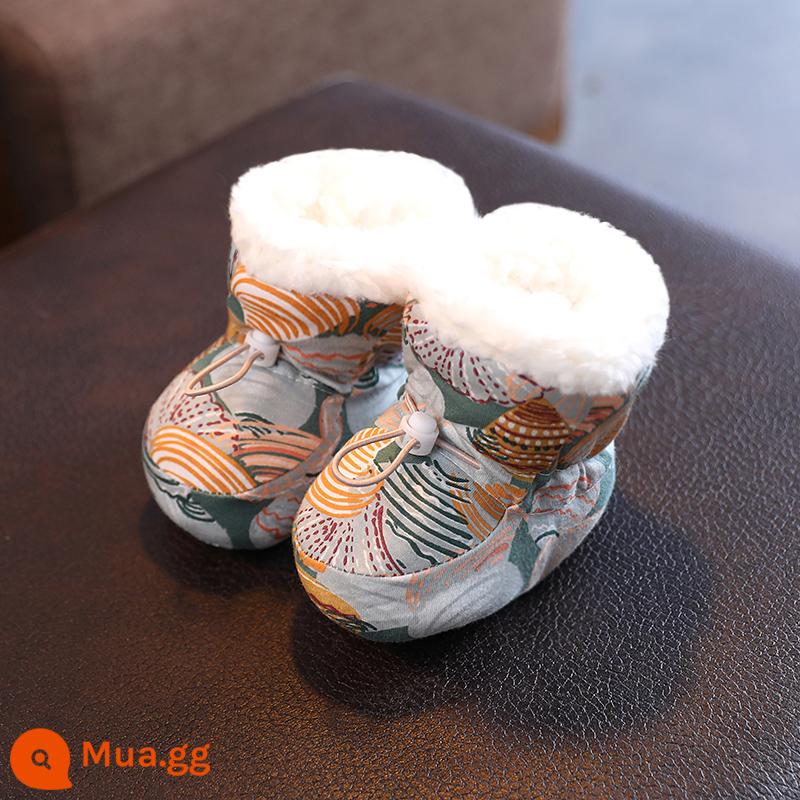 Giày Cho Bé Mùa Thu Đông Ấm Áp Dày Plus Nhung Đế Mềm 0-12 Tháng Trẻ Sơ Sinh Giày Cotton Không Rơi Trăng Tròn giày Cho Bé - Phong cách mùa đông vỏ đầy màu sắc