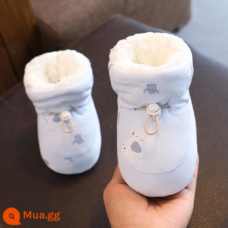 Giày Cho Bé Mùa Thu Đông Ấm Áp Dày Plus Nhung Đế Mềm 0-12 Tháng Trẻ Sơ Sinh Giày Cotton Không Rơi Trăng Tròn giày Cho Bé - voi xanh