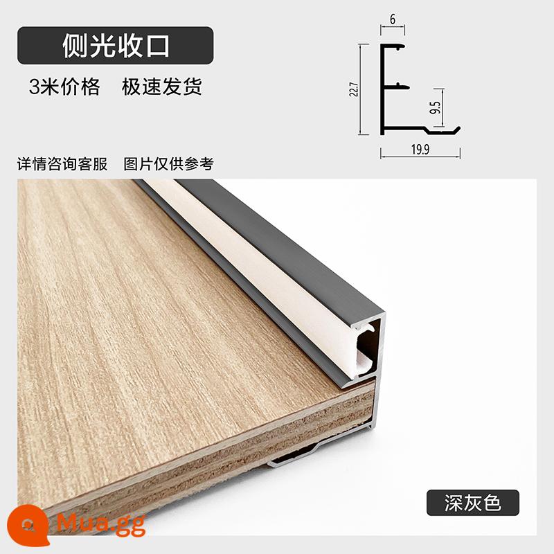 Tấm tường 9mm dải cạnh phát sáng hợp kim nhôm chiếu sáng dải cạnh hồ sơ dải thẻ veneer dải trang trí dây kim loại - Đèn đóng bên 9mm/màu xám