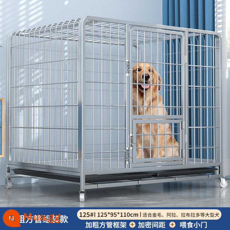 Chuồng chó dành cho chó lớn, cỡ vừa có toilet riêng, chuồng chó Golden Retriever Labrador đặc biệt trong nhà cực lớn - Mô hình mã hóa đậm màu bạc 125*95*110 (trong vòng 120 pound)