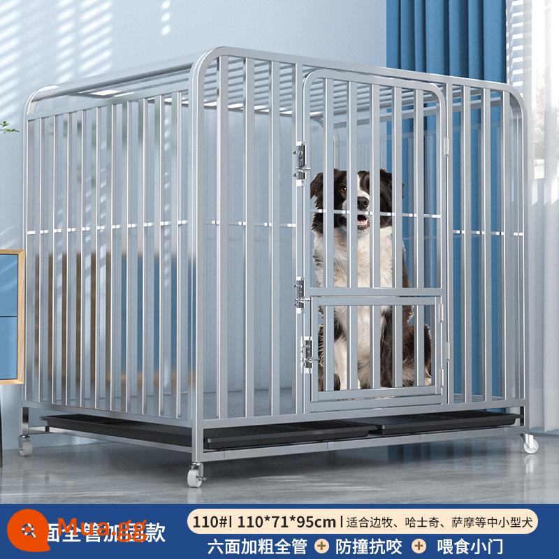 Chuồng chó dành cho chó lớn, cỡ vừa có toilet riêng, chuồng chó Golden Retriever Labrador đặc biệt trong nhà cực lớn - Ống vuông sáu cạnh màu bạc 110*71*95 (trong vòng 100 pound)