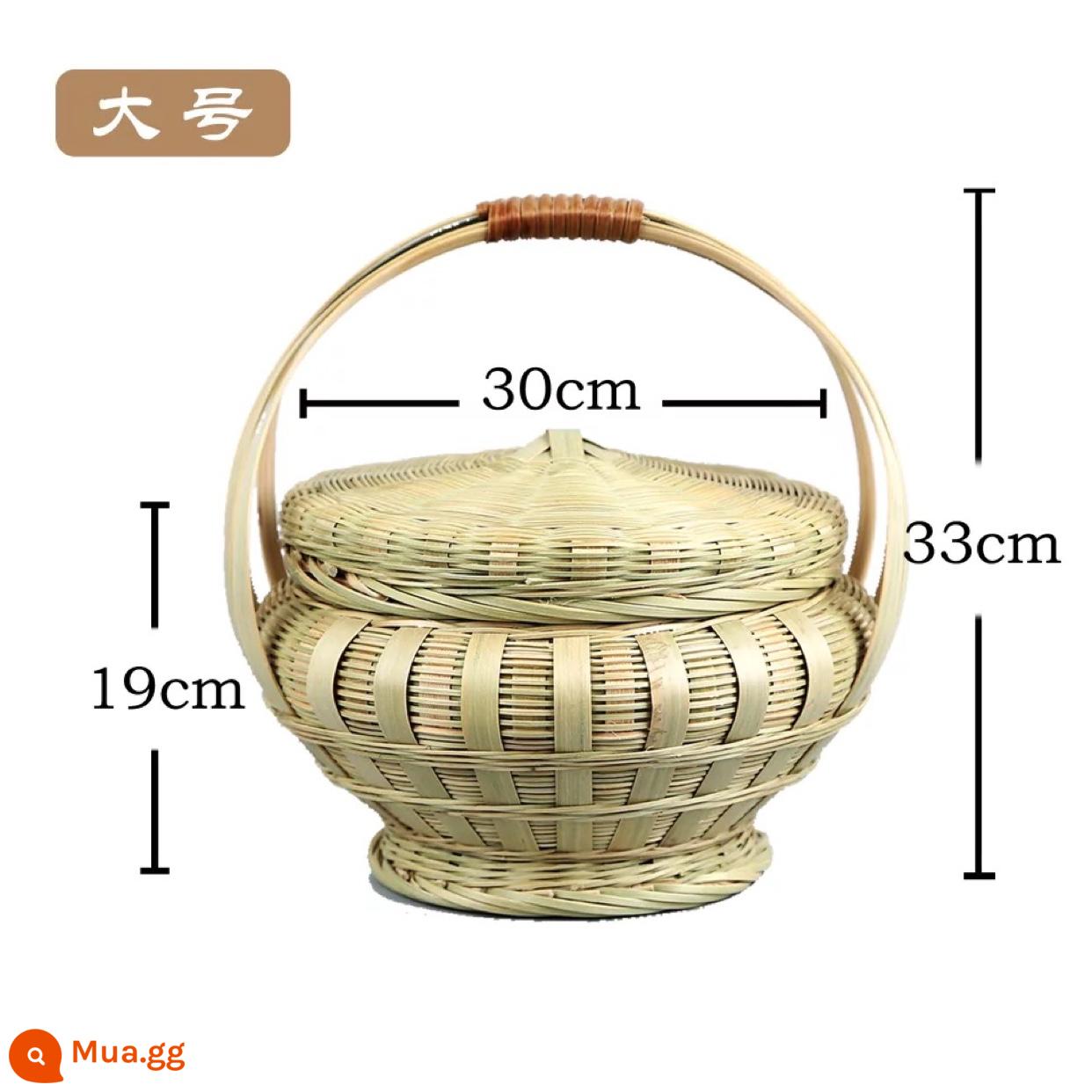 Giỏ tre giỏ tre giỏ đựng trứng rau giỏ đựng trái cây tại nhà giỏ đựng trái cây handmade đĩa trái cây nhỏ giỏ tre giỏ tre - Tròn có nắp*Lớn (đã hoàn thành)