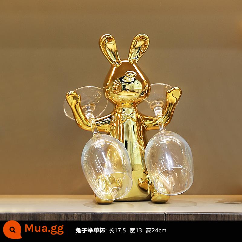 Rabbit Red Wine Rack Trang trí phòng khách Phong trào quà tặng mạ bạc Ánh sáng sang trọng tủ ăn rượu vang Rabbit Chuẩn trang trí - Thỏ nâng hai cốc [vàng ông trùm địa phương]