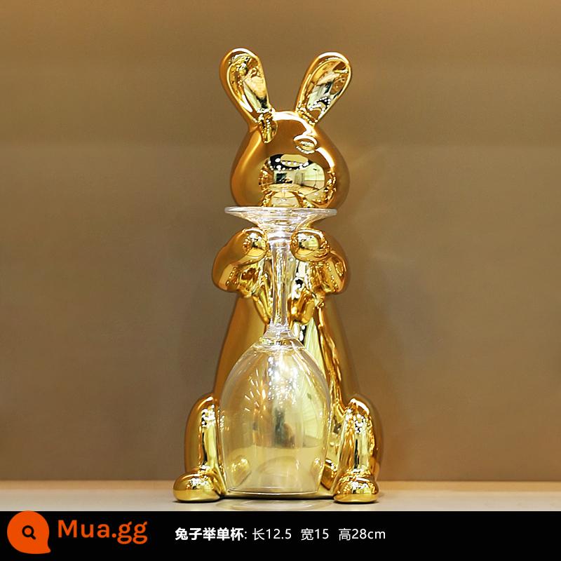 Rabbit Red Wine Rack Trang trí phòng khách Phong trào quà tặng mạ bạc Ánh sáng sang trọng tủ ăn rượu vang Rabbit Chuẩn trang trí - Thỏ nâng một cốc [vàng địa phương]