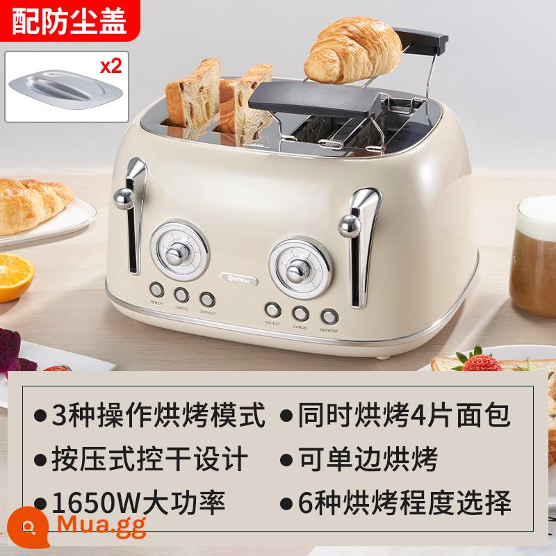 Máy nướng bánh mì Wiltal của Đức tại nhà nhỏ máy nướng bánh mì máy nướng bánh mì sandwich slice máy nướng bánh mì - Màu trắng nhạt (thiết kế mặt số)