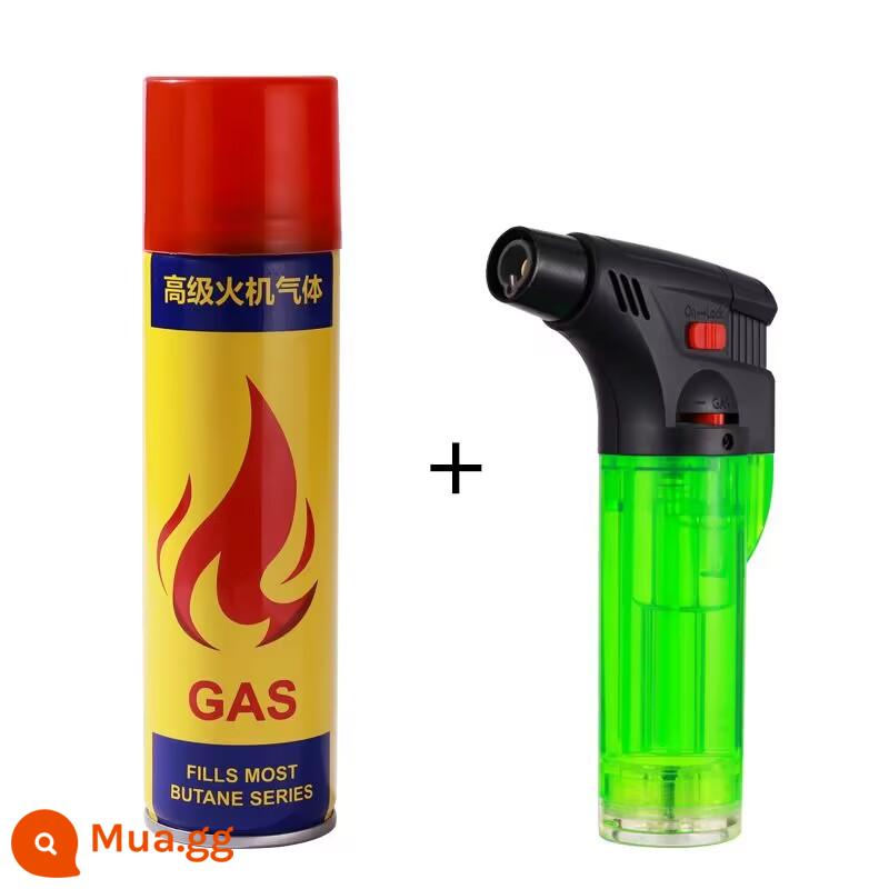 Độ Tinh Khiết Cao Khí Butan Chống Gió Bật Lửa Khí Đặc Biệt Đa Năng Bình Bơm Hơi Bình Gas Gas Đổ Đầy Chai Lớn Và Nhỏ - Cung cấp khí 200ml [súng phun màu xanh lá cây]