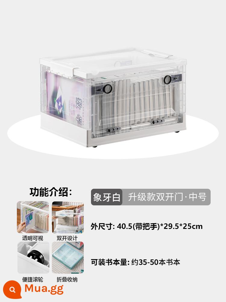 Book Storage Box Lớp học sử dụng cuốn sách -T -Sách lưu trữ hộp sách Book Book Storage Hộp lưu trữ nhà trong suốt tổ chức - [Trong suốt/Trắng ngà/Trung bình] Dài 40,5 Rộng 29,5 Cao 25cm