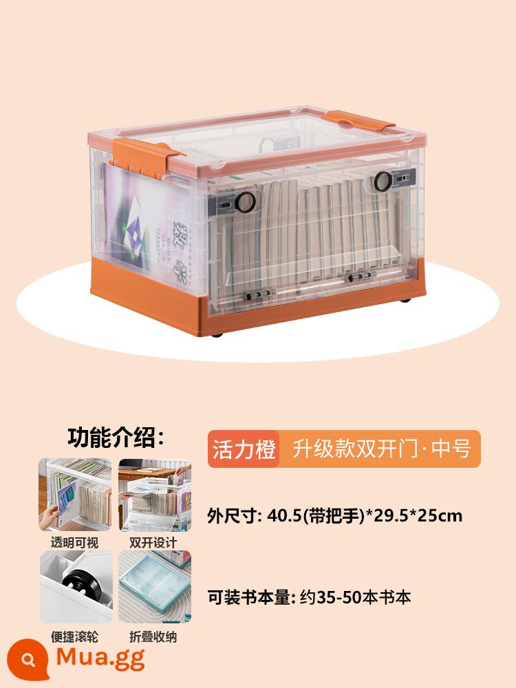 Book Storage Box Lớp học sử dụng cuốn sách -T -Sách lưu trữ hộp sách Book Book Storage Hộp lưu trữ nhà trong suốt tổ chức - [Trong suốt/Cam chạng vạng/Trung bình] Chiều dài 40,5 Chiều rộng 29,5 Chiều cao 25cm