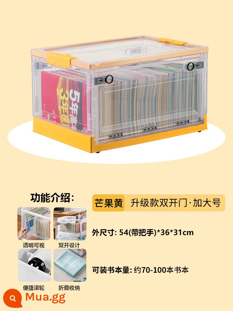 Book Storage Box Lớp học sử dụng cuốn sách -T -Sách lưu trữ hộp sách Book Book Storage Hộp lưu trữ nhà trong suốt tổ chức - [Trong suốt/Vàng xoài/Kích thước lớn] Chiều dài 51 Chiều rộng 36 Chiều cao 31cm