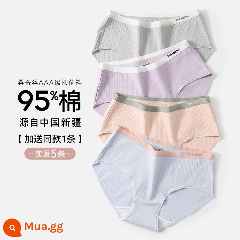 Quần Lót Catman Nữ Cotton Nguyên Chất Kháng Khuẩn Mùa Hè Mỏng Giữa Eo Liền Mạch Thoáng Khí Dễ Thương Quần Short Bé Gái Phong Cách Mới - Phong cách kháng khuẩn bằng lụa [Mua 4 tặng 1, có sẵn 5 chiếc] Màu xám thanh lịch + Tím hoa cà + Hồng da + Xanh nước nhạt + 1 chiếc cùng kiểu miễn phí