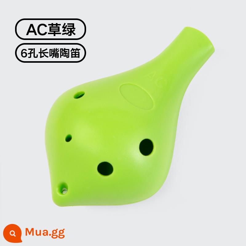 Nhựa Ocarina 6 lỗ alto AC mục mới bắt đầu trẻ em học sinh nhựa 6 lỗ C-Tune nhạc cụ chuyên nghiệp chơi Ocarina - [Cỏ miệng dài 6 lỗ màu xanh lá cây] Miễn phí dây buộc/biểu đồ ngón tay/khắc khắc miễn phí