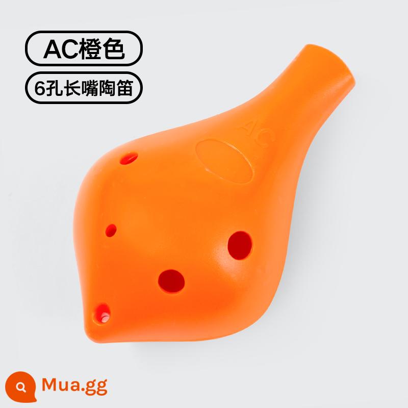 Nhựa Ocarina 6 lỗ alto AC mục mới bắt đầu trẻ em học sinh nhựa 6 lỗ C-Tune nhạc cụ chuyên nghiệp chơi Ocarina - [Miệng dài 6 lỗ màu cam] Miễn phí dây buộc/biểu đồ ngón tay/khắc khắc miễn phí