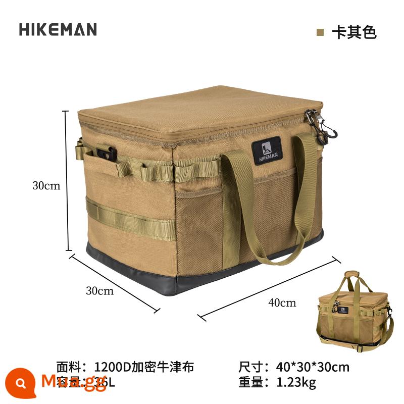 HIKEMAN cắm trại ngoài trời thiết bị túi lưu trữ dung lượng lớn nâng cao bộ đồ ăn bếp hộp bảo quản gấp túi lặt vặt - Nachuan Pro-kaki-mềm-khoảng 36L 1200D Vải Oxford