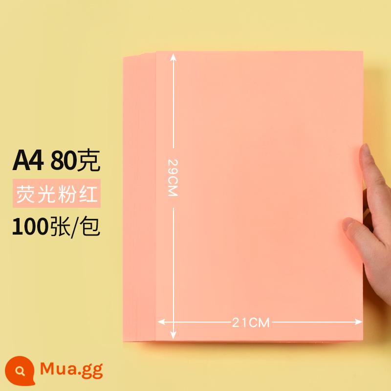 a4 giấy photocopy màu giấy thủ công giấy photocopy origami giấy đặc biệt cắt giấy mẫu giáo trẻ em giấy vuông hạc giấy màu - A4 [bột huỳnh quang 80g] 100 tờ