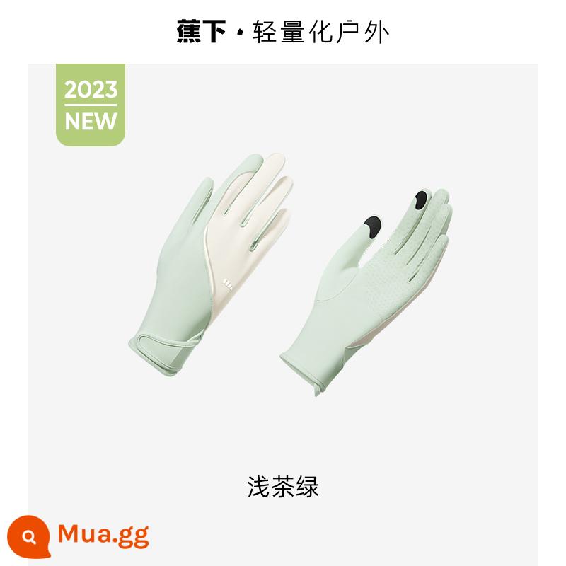 Găng tay chống nắng Banana nhẹ và thoáng khí ngoài trời chống tia cực tím mùa hè đi xe coca dài và ngắn lái xe băng lụa tay áo - [Phong cách khỏa thân có độ co giãn cao] Màu xanh trà nhạt