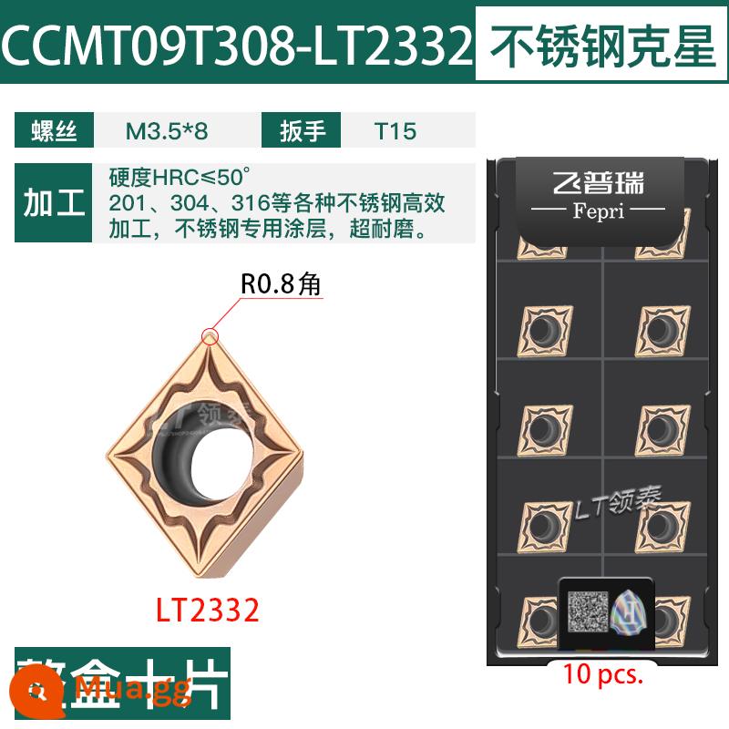 Chu Châu CNC lưỡi kim cương CCMT09T304 thép không gỉ lỗ bên trong xe lưỡi máy tiện 09t308 nhàm chán dao ngũ cốc - gừng