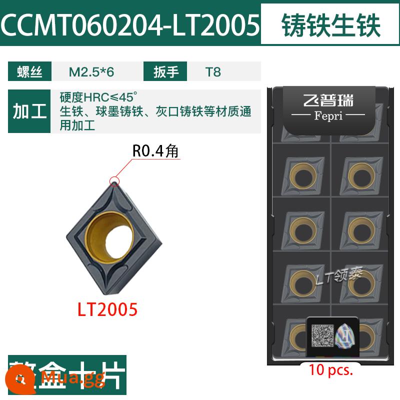 Chu Châu CNC lưỡi kim cương CCMT09T304 thép không gỉ lỗ bên trong xe lưỡi máy tiện 09t308 nhàm chán dao ngũ cốc - xám nhạt