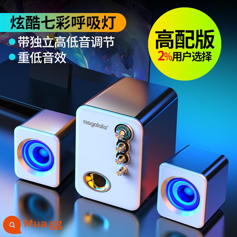 Âm Thanh Máy Tính Máy Tính Để Bàn Máy Tính Hộ Gia Đình Loa Nhỏ Quá Trọng Lượng Loa Bluetooth Có Dây Để Bàn Máy Tính Xách Tay Đa Năng - Phiên bản cao cấp [trắng] loa trầm + đèn mát