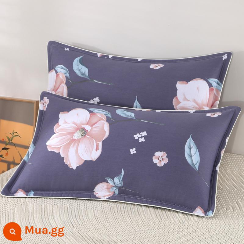 Vỏ gối 100% cotton 48x74cm hộ gia đình kích thước lớn 40x60 ký túc xá sinh viên một cặp vỏ gối cotton nguyên chất - Hoa sen phát triển từng bước [gói đơn]