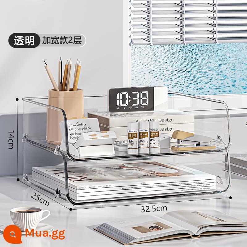 Máy tính để bàn hộp lưu trữ trong suốt tập tin lưu trữ kệ bàn sách acrylic ngăn kéo loại có giá để đồ tổ chức hộp - Trong suốt mở rộng 2 lớp [dày bóng siêu chịu lực]