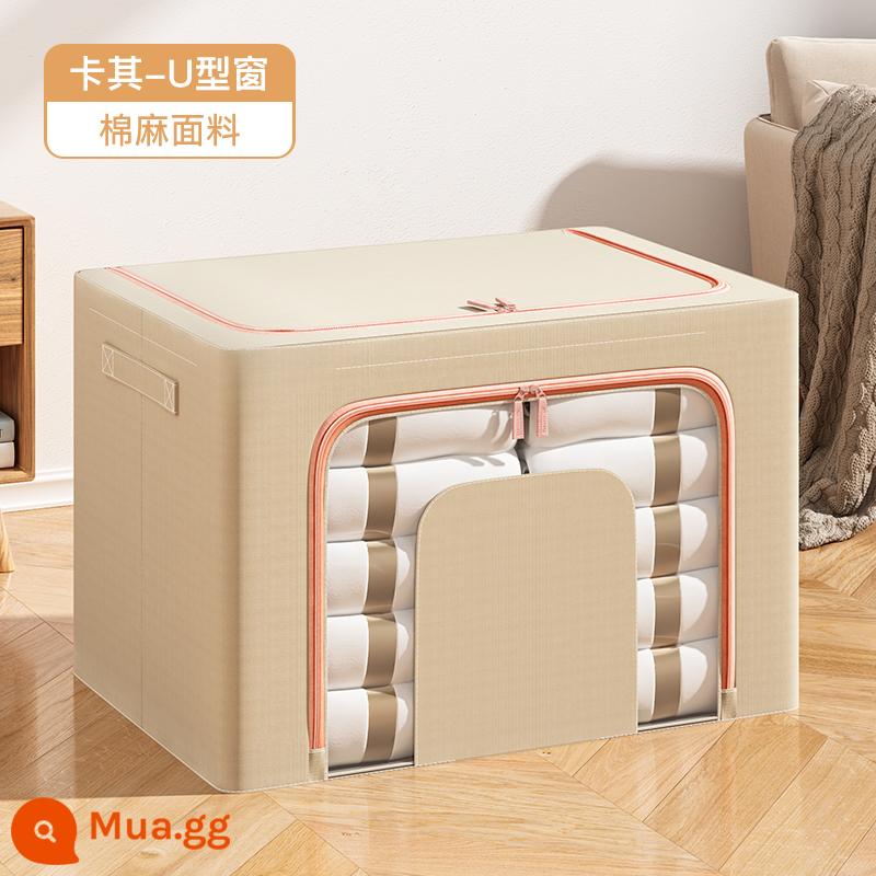 Hộp lưu trữ quần áo Xingyou Home Cotton và quần áo vải lanh Hộp hộp quần áo có thể được gấp lại để di chuyển hộp bena - Cửa sổ bằng vải cotton và vải lanh hình chữ U