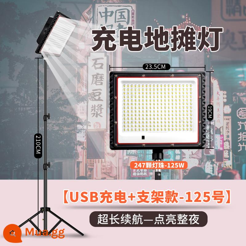 Đèn Sạc Gian Hàng Chợ Đêm Đèn Ngoài Trời Siêu Sáng 12V Pin Siêu Dài Di Động Khẩn Cấp Hộ Gia Đình Chiếu Sáng - [Đế sạc USB Model-No. 125]+2.1M Stand-Thích hợp cho USB