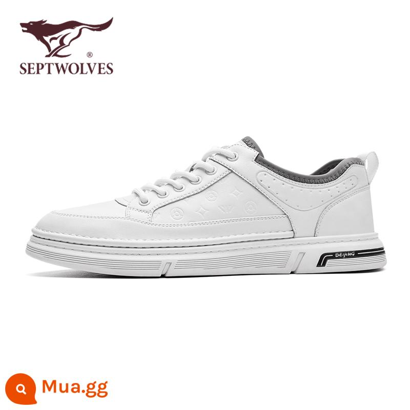 Giày Sneakers Septwolves Giày Trắng Nam Thoáng Khí Mùa Hè 2023 Mới Giày Da Nam Sneaker Nam Chính Hãng Giày Nam - Mẫu thời trang trắng xám 2017 (size giày da chuẩn)