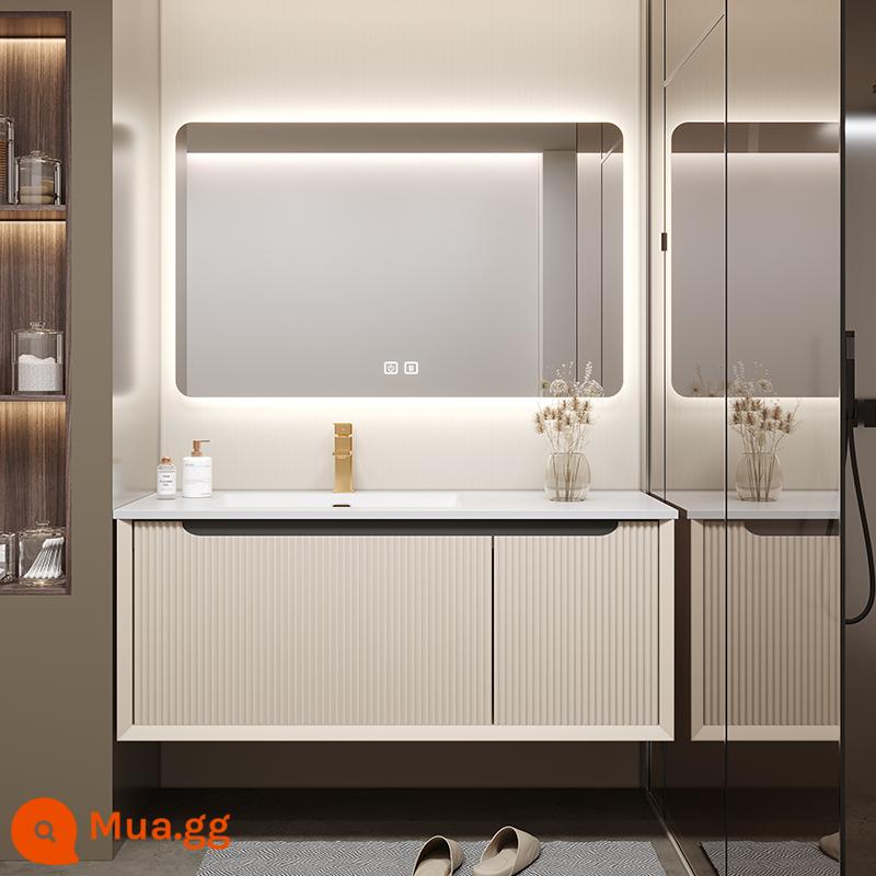 Rock Board gốm sứ liền mạch Tích hợp Basin Nhà vệ sinh, Washbasin Washbasin Solid Wood Tủ Tủ phòng tắm Kết hợp Tủ gương thông minh Tủ thông minh - Gương thông minh chậu tích hợp gốm