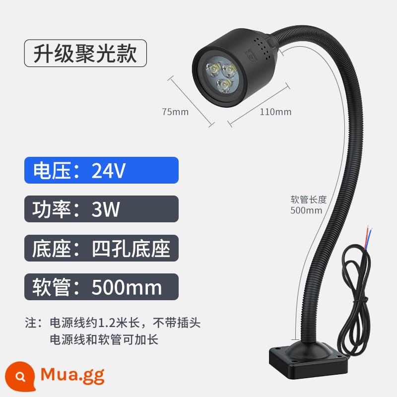 Đèn Led Máy Công Cụ Ánh Sáng Làm Việc 24V Bấm Máy Phay Chiếu Sáng Bảo Trì 36V Từ Tính Mạnh Cổ Ngỗng Vòi 220V Tiện Ánh Sáng - Bốn lỗ lớn màu xanh đậm 3W24V500mm