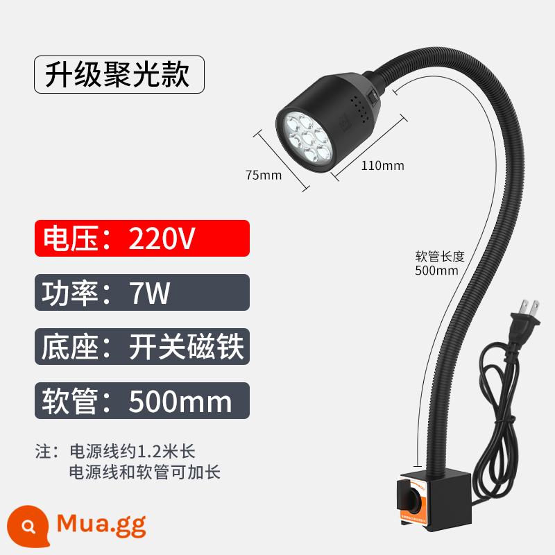 Đèn Led Máy Công Cụ Ánh Sáng Làm Việc 24V Bấm Máy Phay Chiếu Sáng Bảo Trì 36V Từ Tính Mạnh Cổ Ngỗng Vòi 220V Tiện Ánh Sáng - Từ tính lớn màu đỏ cam 7w220v500mm