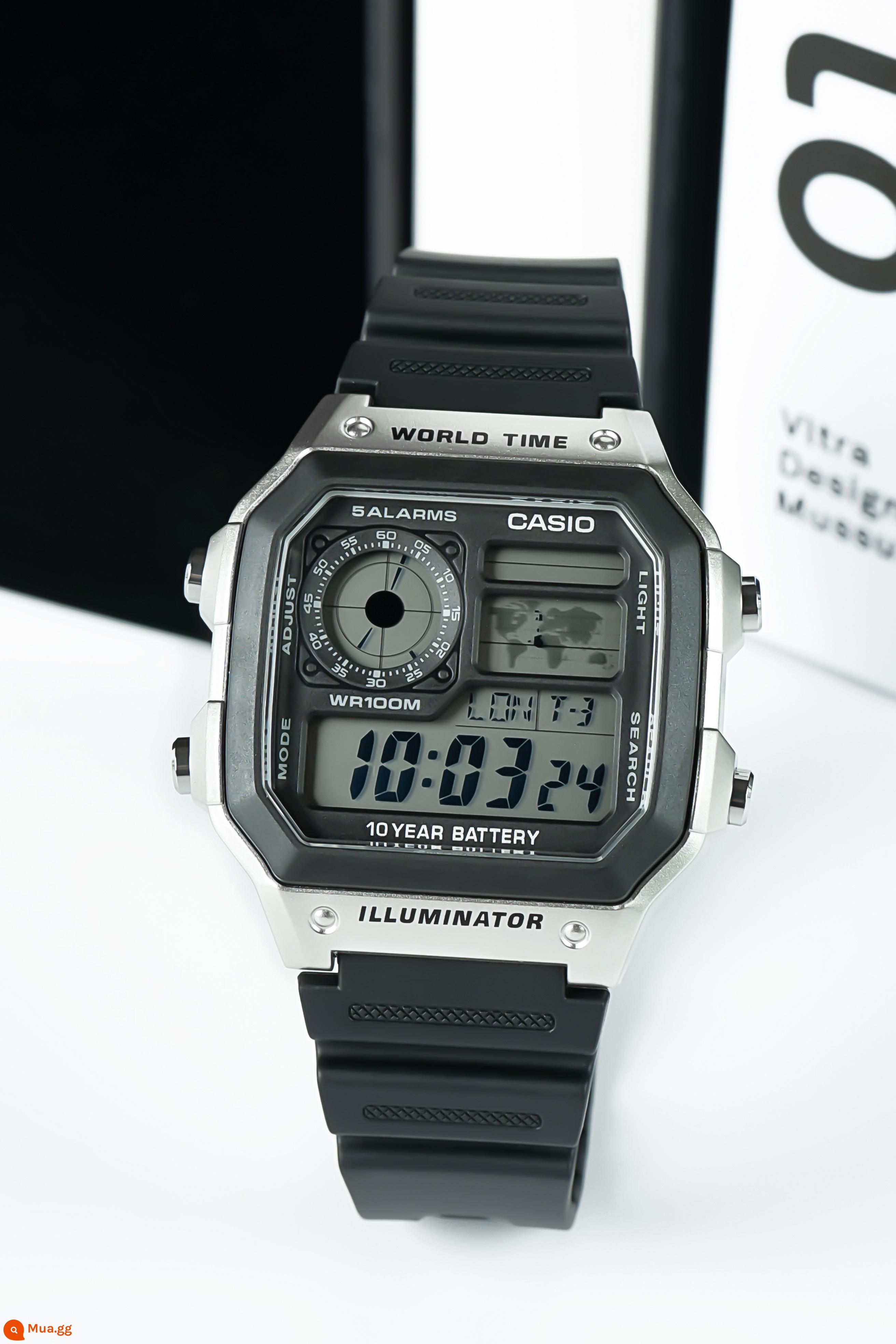 Đồng hồ casio casio ins retro chống nước thể thao đa chức năng đồng hồ nam điện tử nam ae-1200wh-1b - Khung đồng hồ bạc AE-1200WH-1C [phim miễn phí]